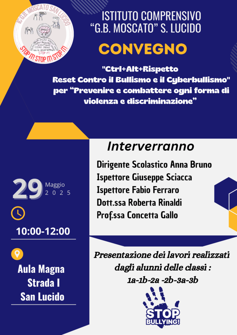 “Ctrl+Alt+Rispetto  Reset Contro il Bullismo e il Cyberbullismo”  per “Prevenire e combattere ogni forma di violenza e discriminazione”
