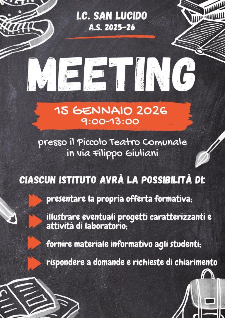 Invito al Meeting di Orientamento – Incontro con le Scuole Secondarie di II Grado del territorio